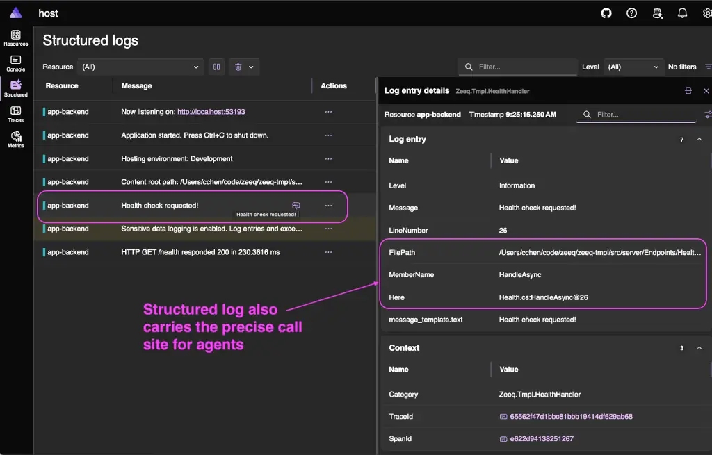 What the structured log looks like